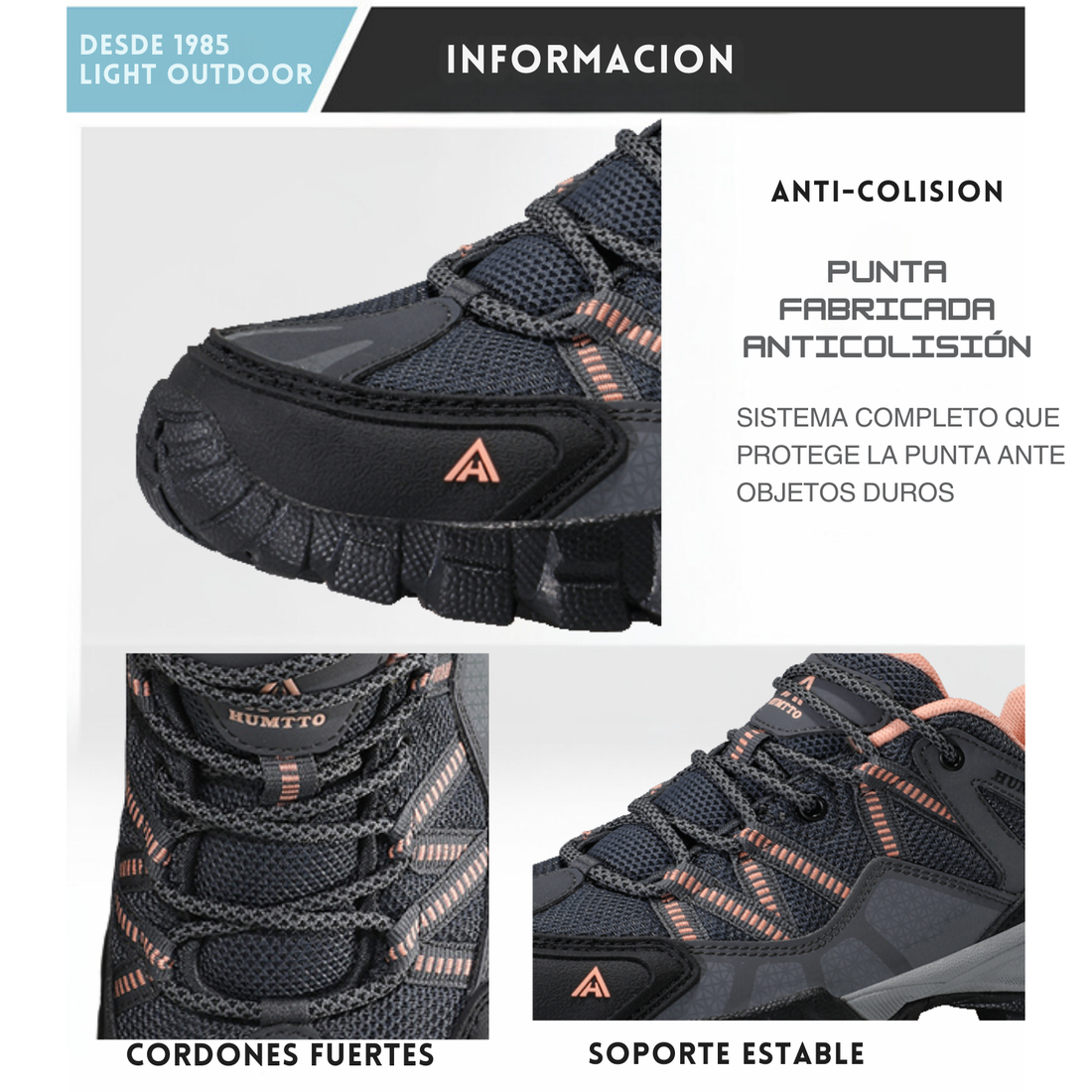 Humtto Tenis Senderismo Para Mujer Montaña Camping Transpirable Tenis Para Trail Botas Senderismo (Gris Rosa)