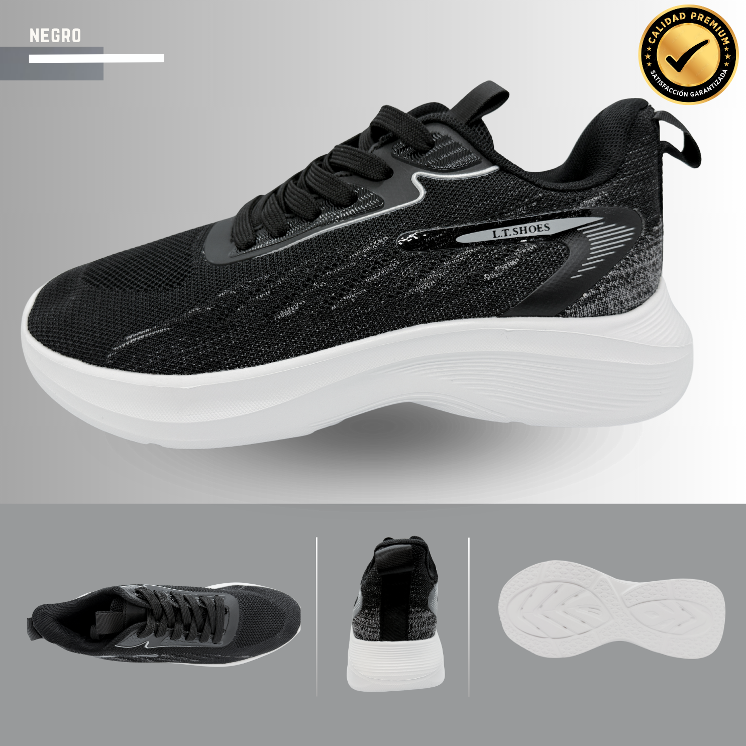 Tenis Para Correr, Deportivos, Running, Senderismo, Casuales Para Hombre (Negro)