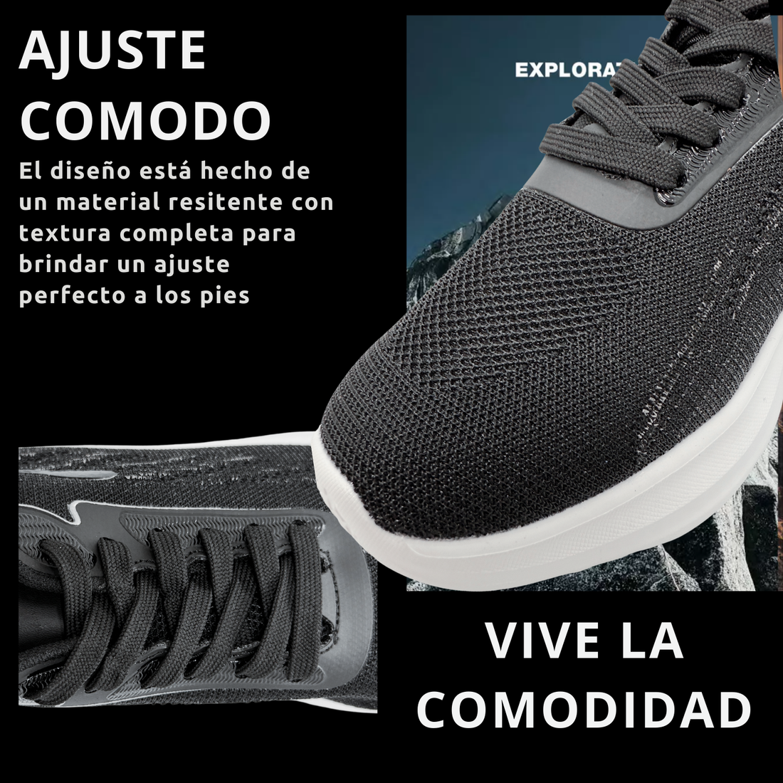 Tenis Para Correr, Deportivos, Running, Senderismo, Casuales Para Hombre (Negro)