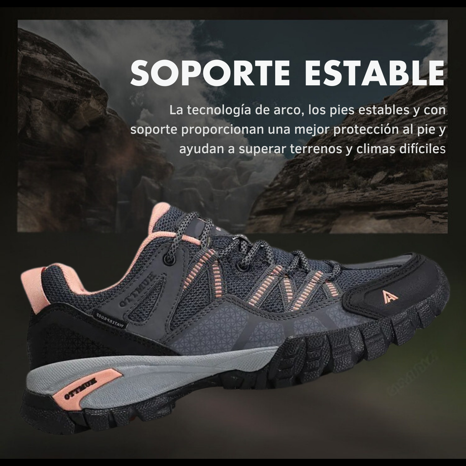 Humtto Tenis Senderismo Para Mujer Montaña Camping Transpirable Tenis Para Trail Botas Senderismo (Gris Rosa)