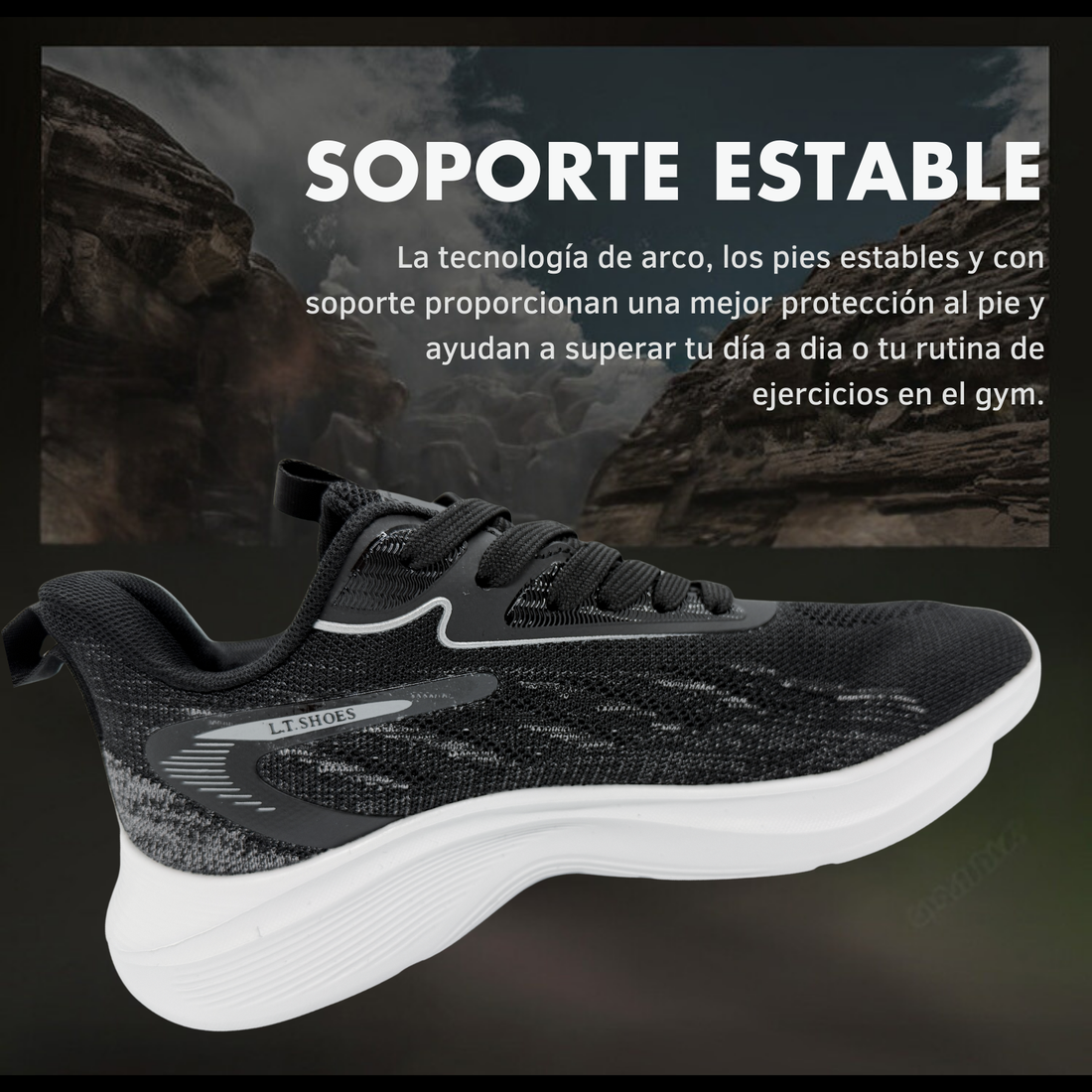 Tenis Para Correr, Deportivos, Running, Senderismo, Casuales Para Hombre (Negro)