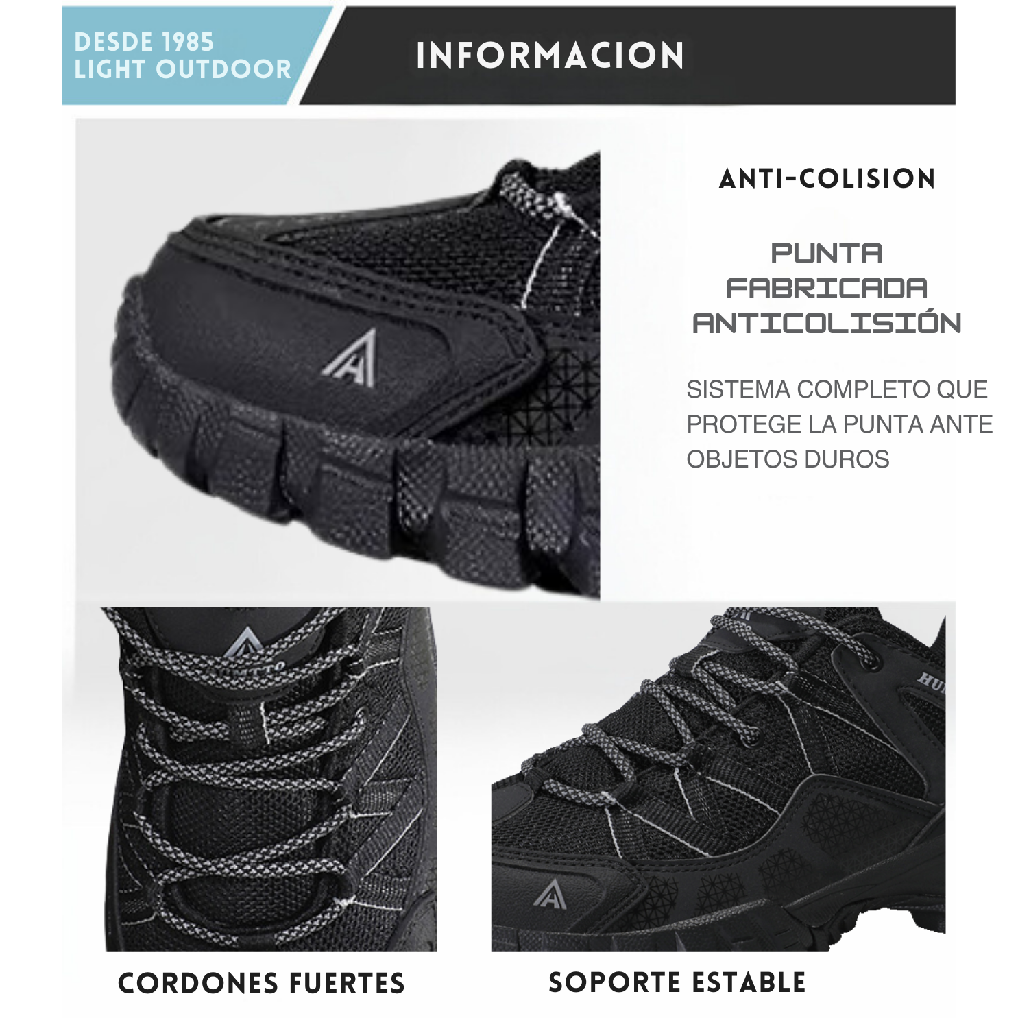 Humtto Tenis Senderismo Para Hombre Montaña Camping Transpirable Tenis Para Trail Botas Senderismo (Negro)