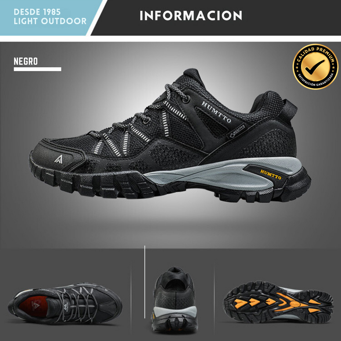 Humtto Tenis Senderismo Para Hombre Montaña Camping Transpirable Tenis Para Trail Botas Senderismo (Negro)