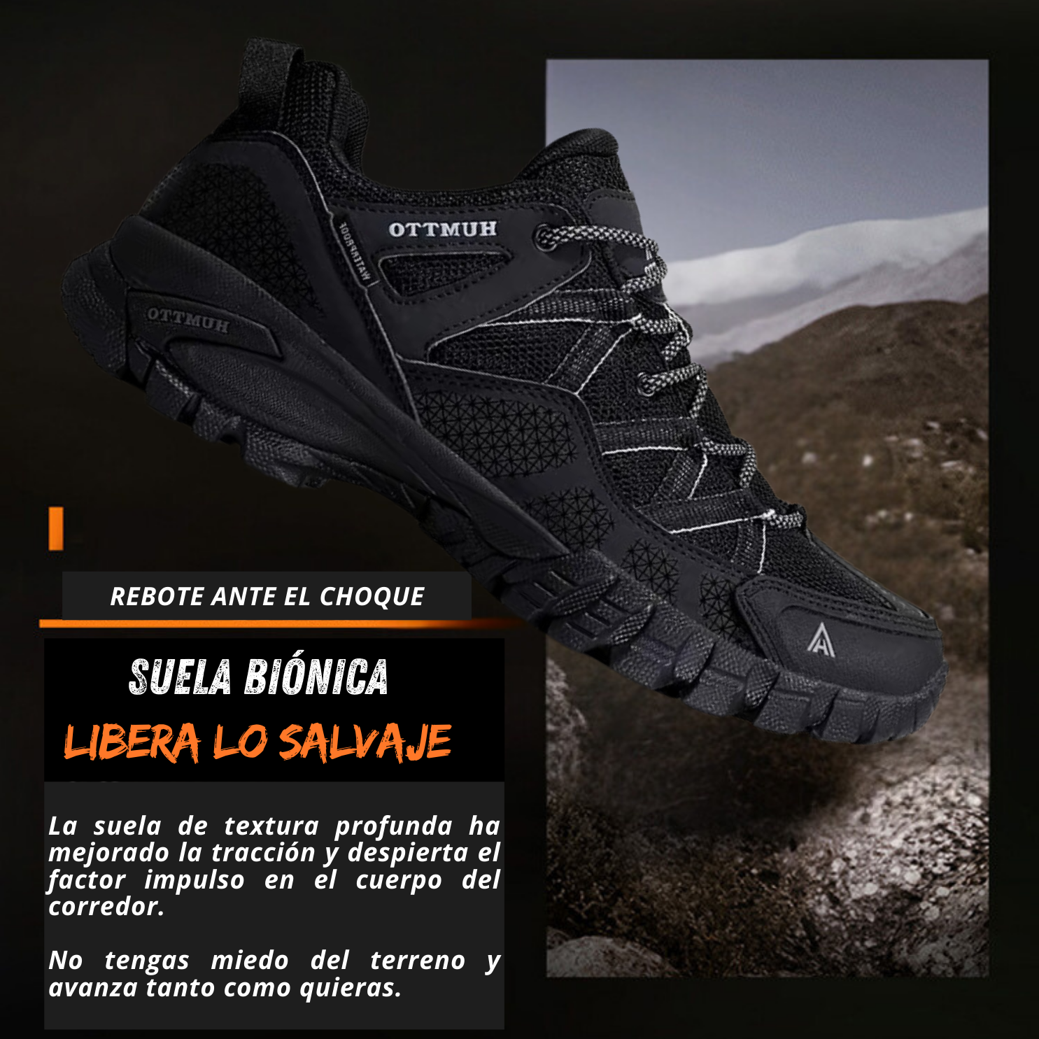 Humtto Tenis Senderismo Para Hombre Montaña Camping Transpirable Tenis Para Trail Botas Senderismo (Negro)