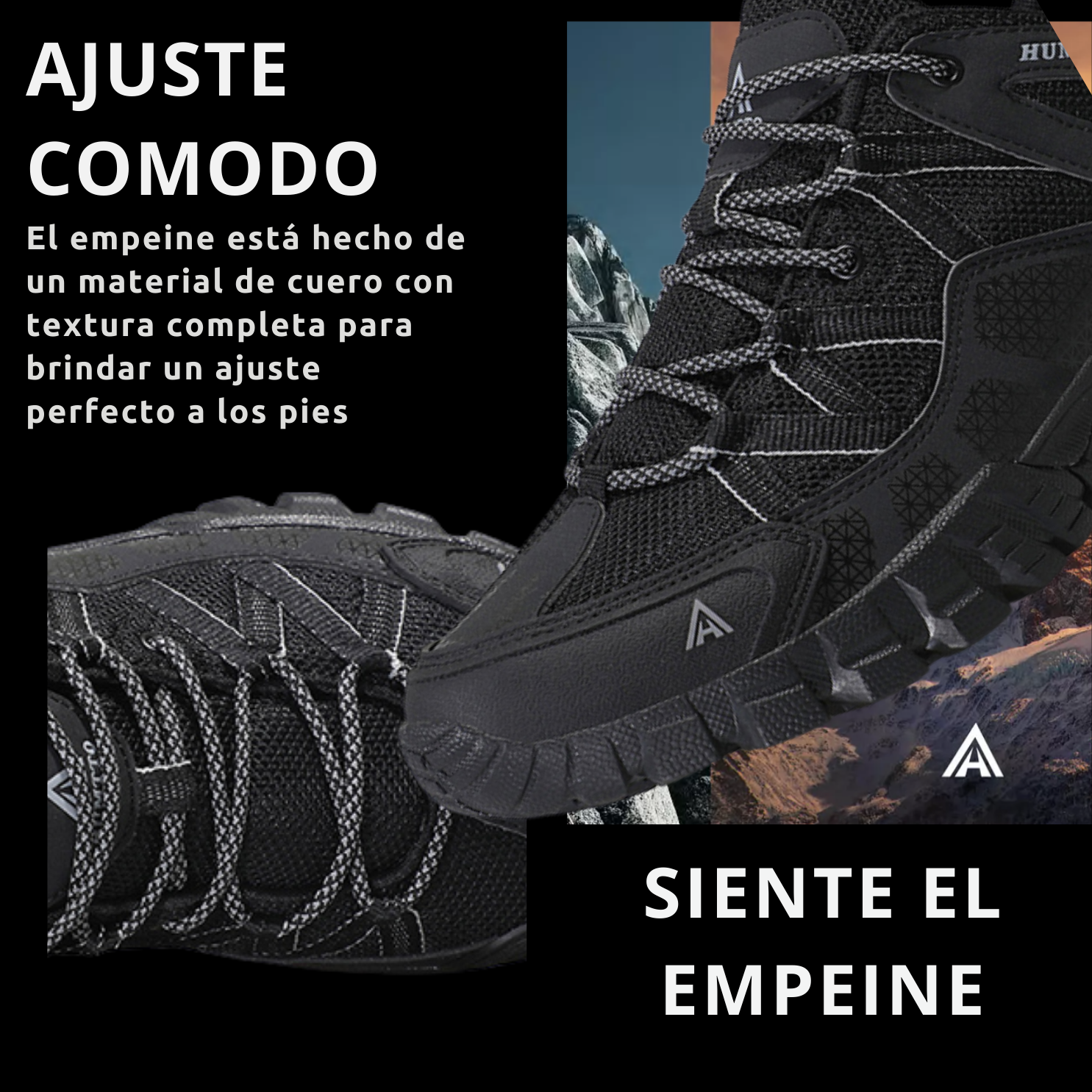 Humtto Tenis Senderismo Para Hombre Montaña Camping Transpirable Tenis Para Trail Botas Senderismo (Negro)