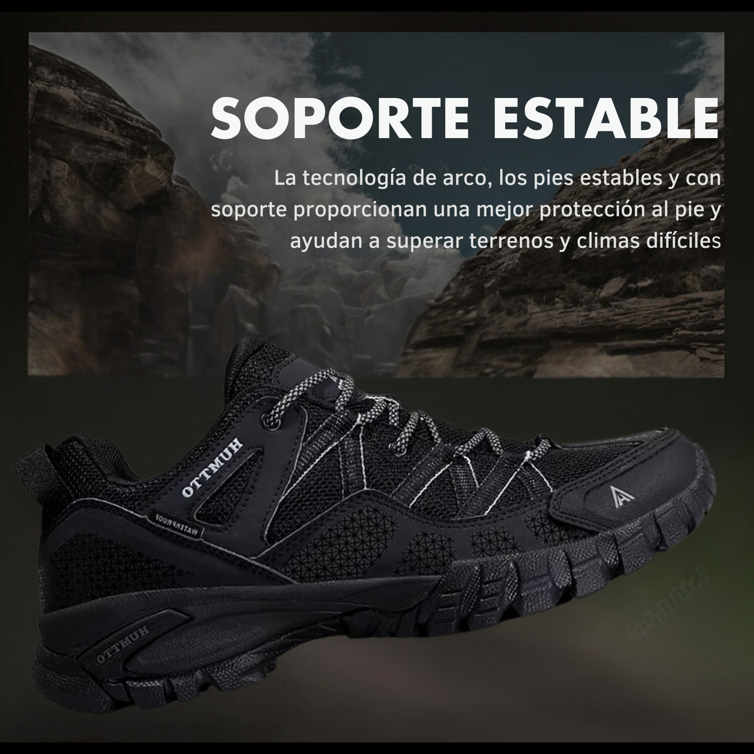 Humtto Tenis Senderismo Para Hombre Montaña Camping Transpirable Tenis Para Trail Botas Senderismo (Negro)