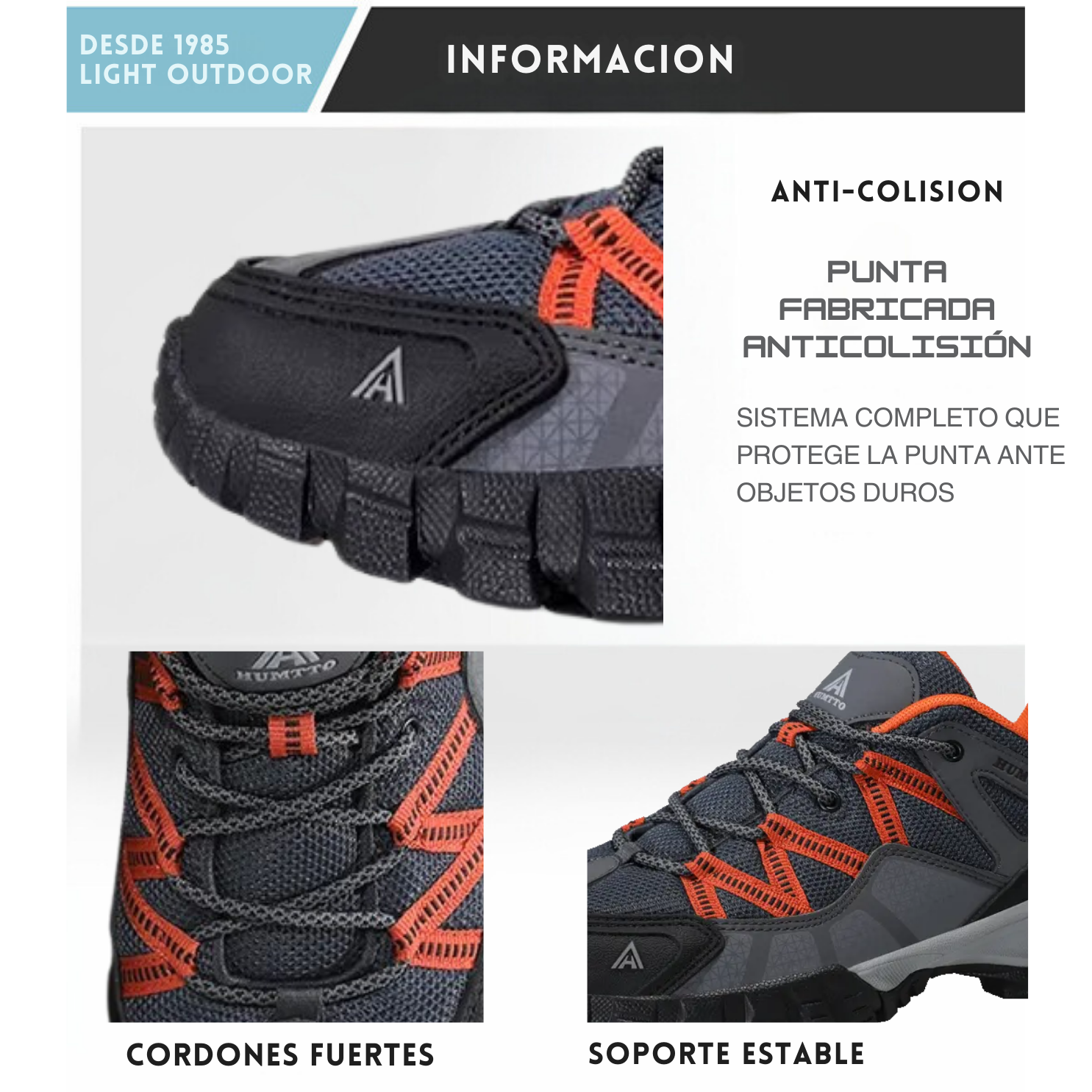 Humtto Tenis Senderismo Para Hombre Montaña Camping Transpirable Tenis Para Trail Botas Senderismo (Gris Naranja)