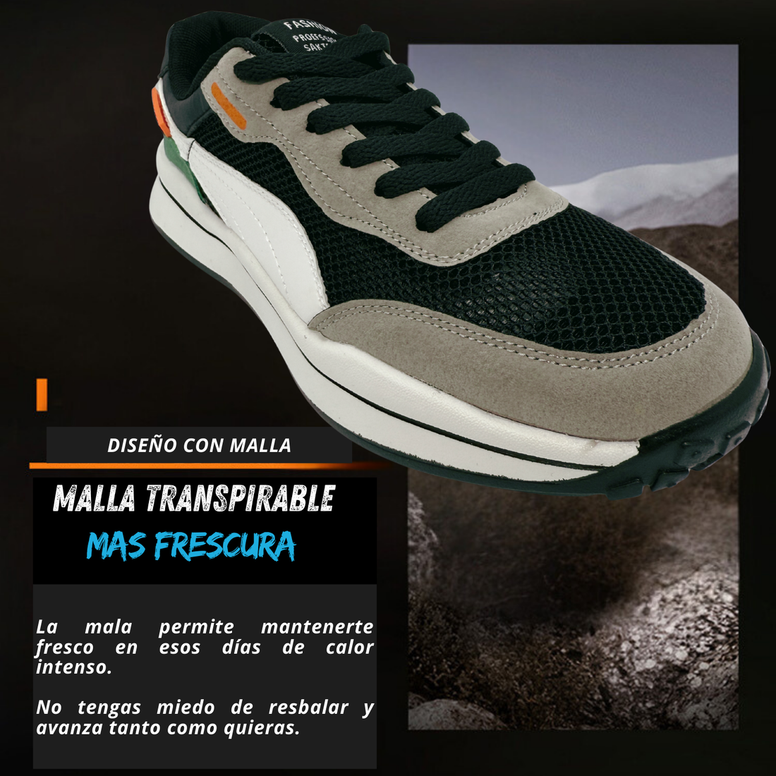 Tenis Gym, Running, Senderismo, Deportivos, Casuales Para Hombre (Verde-Gris-Negro)