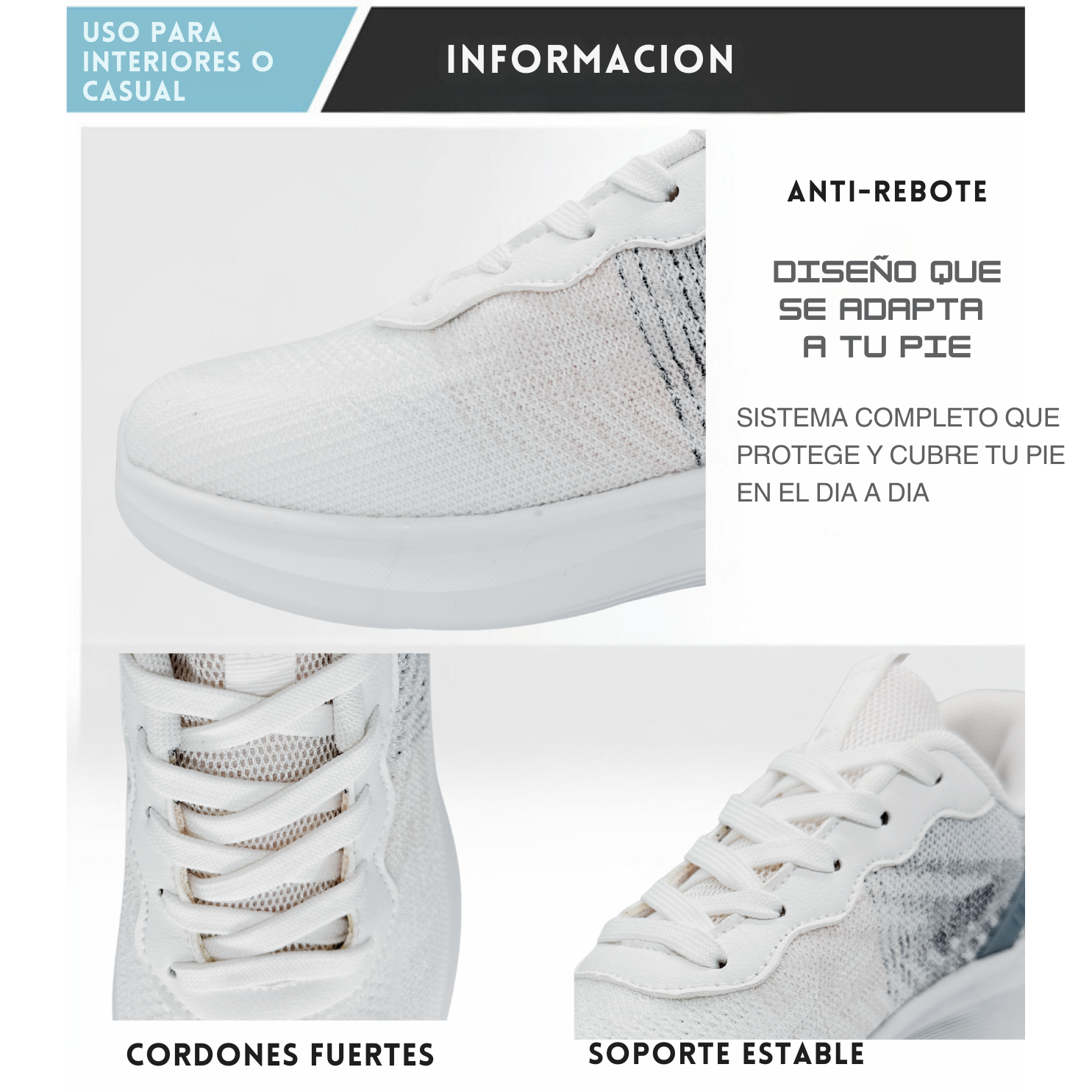 Tenis Para Correr, Deportivos, Running, Senderismo, Casuales Para Hombre (Blanco)