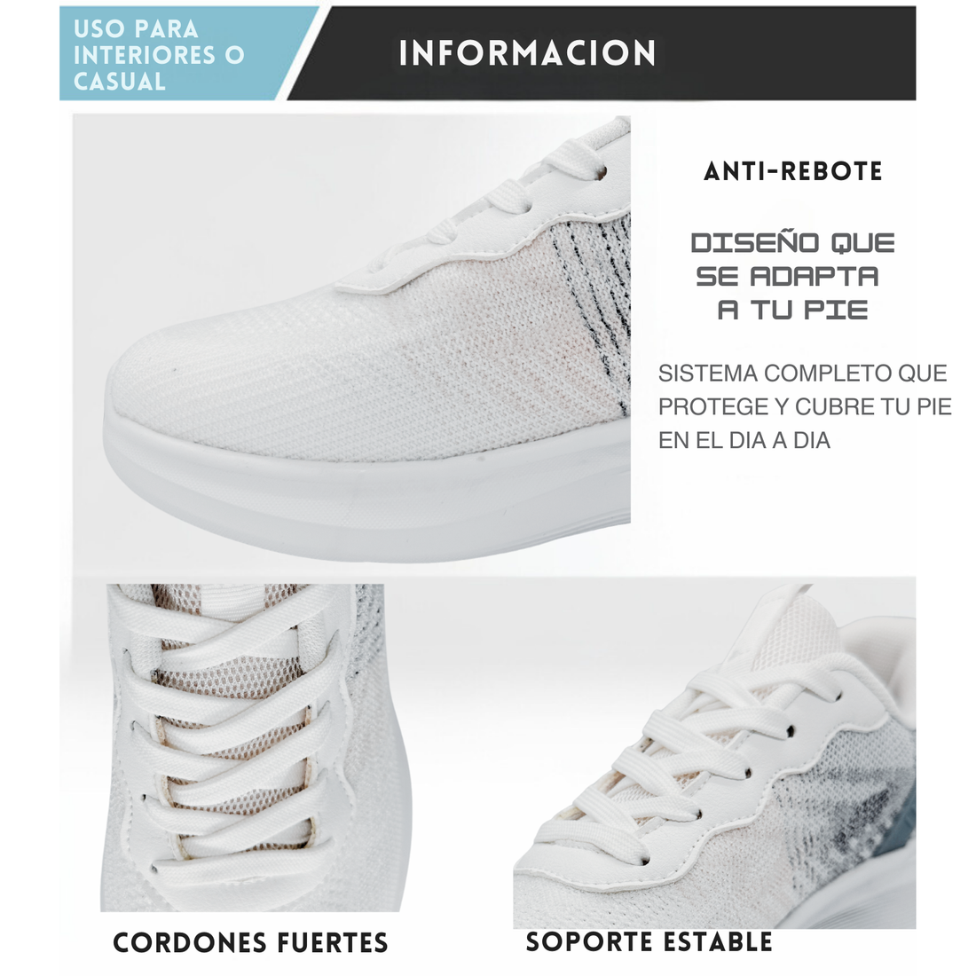 Tenis Para Correr, Deportivos, Running, Senderismo, Casuales Para Hombre (Blanco)