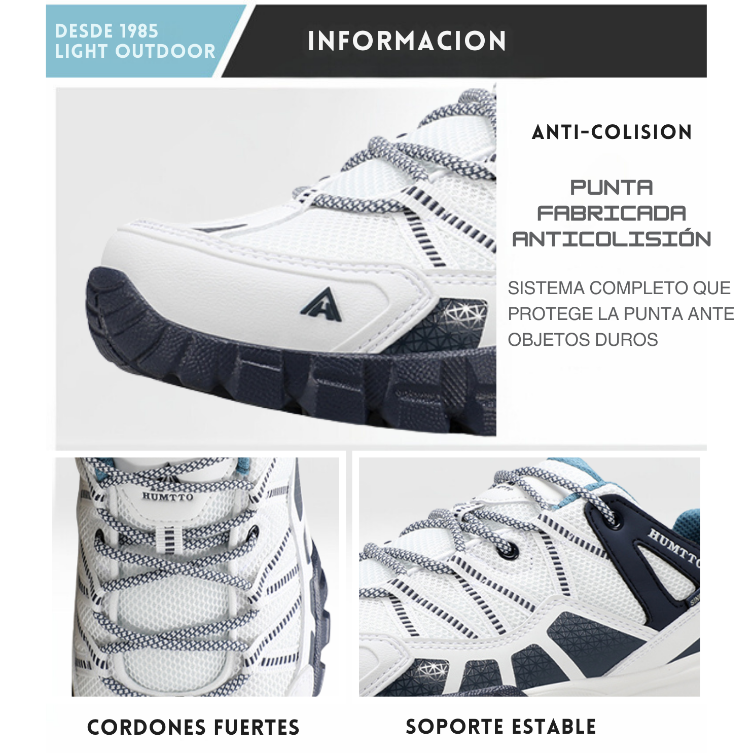 Humtto Tenis Senderismo Para Hombre Montaña Camping Transpirable Tenis Para Trail Botas Senderismo (Blanco Unisex)