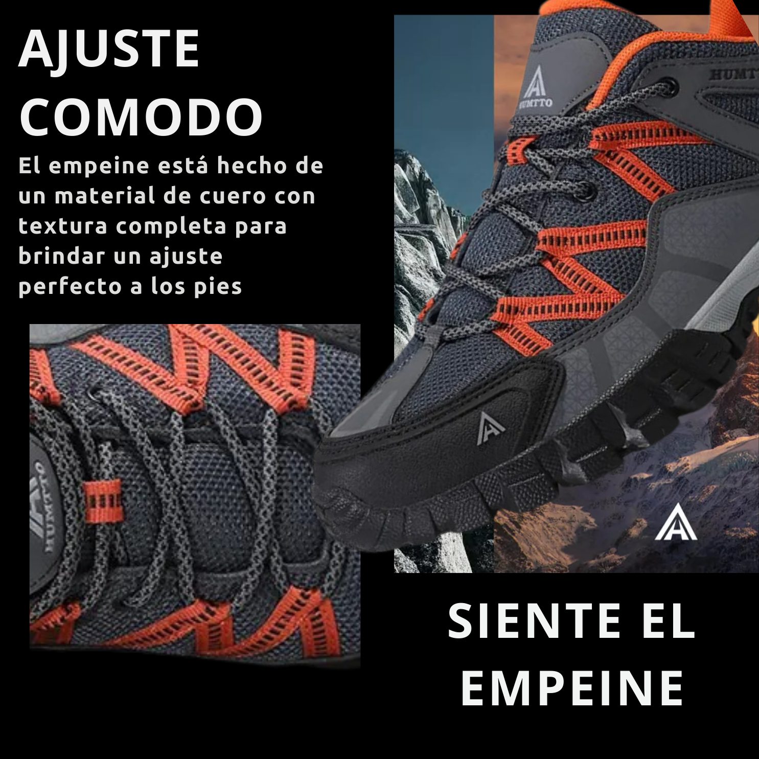 Humtto Tenis Senderismo Para Hombre Montaña Camping Transpirable Tenis Para Trail Botas Senderismo (Gris Naranja)