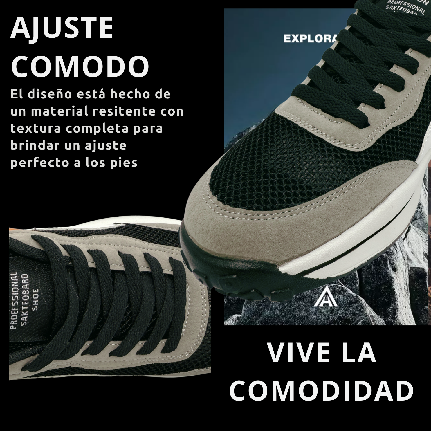 Tenis Gym, Running, Senderismo, Deportivos, Casuales Para Hombre (Verde-Gris-Negro)