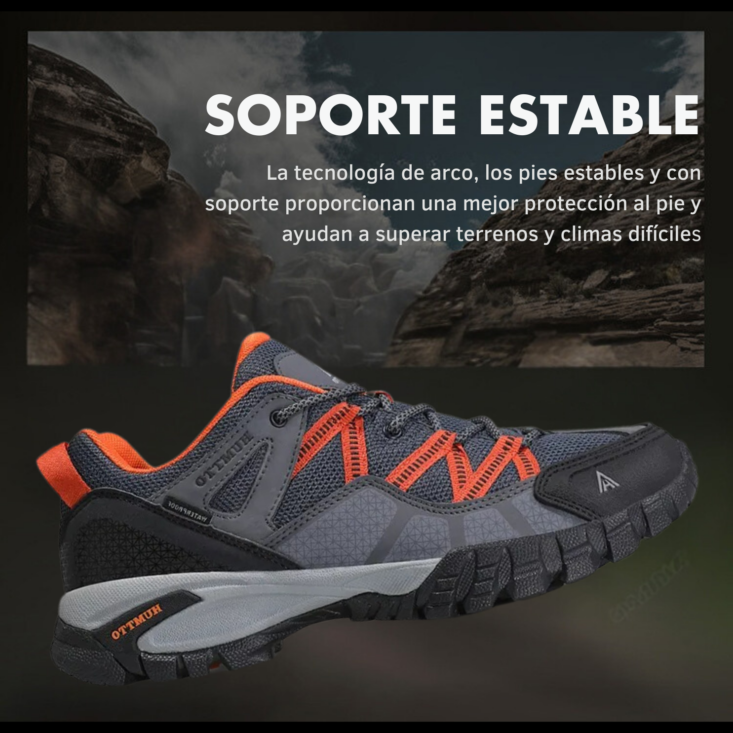Humtto Tenis Senderismo Para Hombre Montaña Camping Transpirable Tenis Para Trail Botas Senderismo (Gris Naranja)
