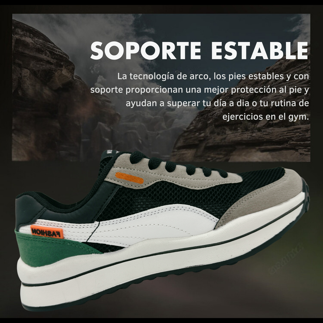 Tenis Gym, Running, Senderismo, Deportivos, Casuales Para Hombre (Verde-Gris-Negro)