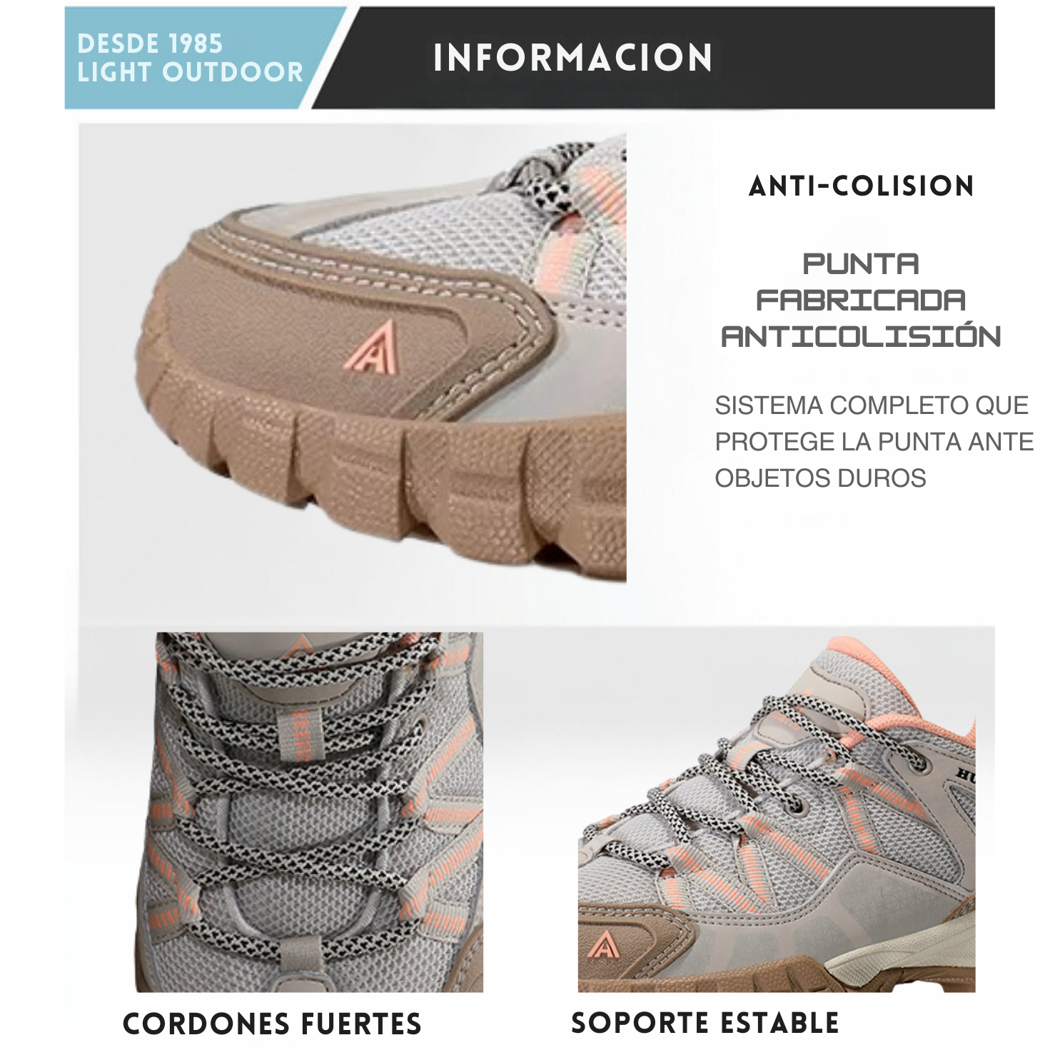 Humtto Tenis Senderismo Para Mujer Montaña Camping Transpirable Tenis Para Trail Botas Senderismo (Kaki Rosa)