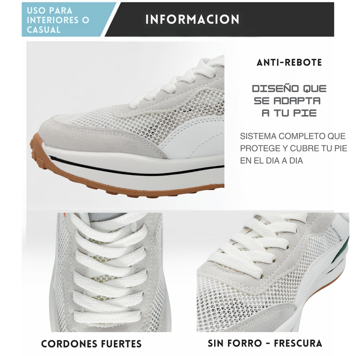 Tenis Gym, Running, Senderismo, Deportivos, Casuales Para Hombre (Blanco-Verde)