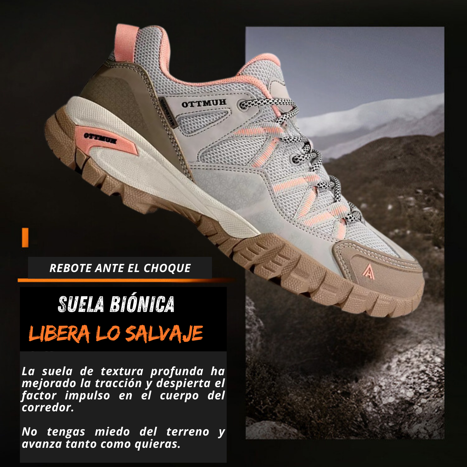 Humtto Tenis Senderismo Para Mujer Montaña Camping Transpirable Tenis Para Trail Botas Senderismo (Kaki Rosa)