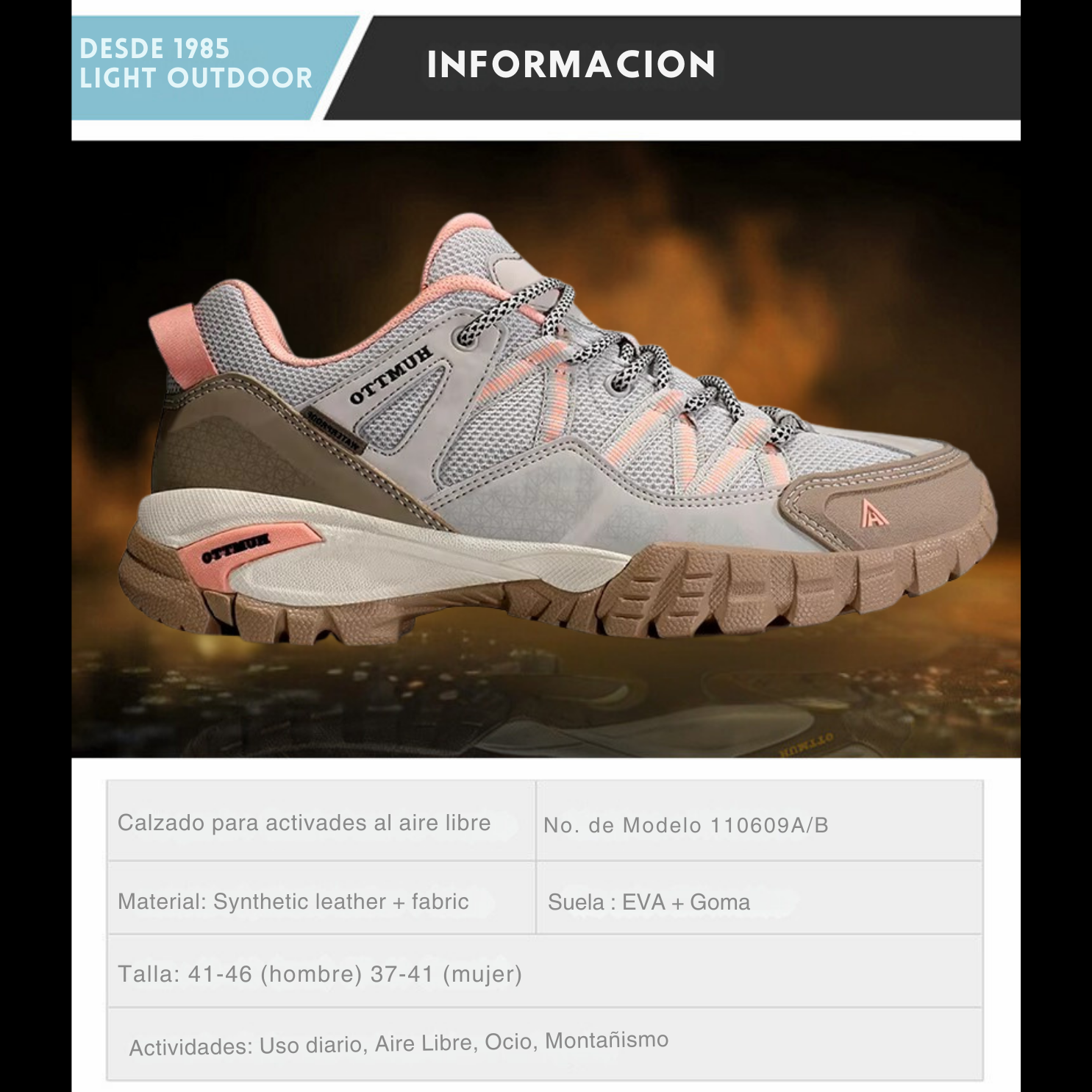 Humtto Tenis Senderismo Para Mujer Montaña Camping Transpirable Tenis Para Trail Botas Senderismo (Kaki Rosa)