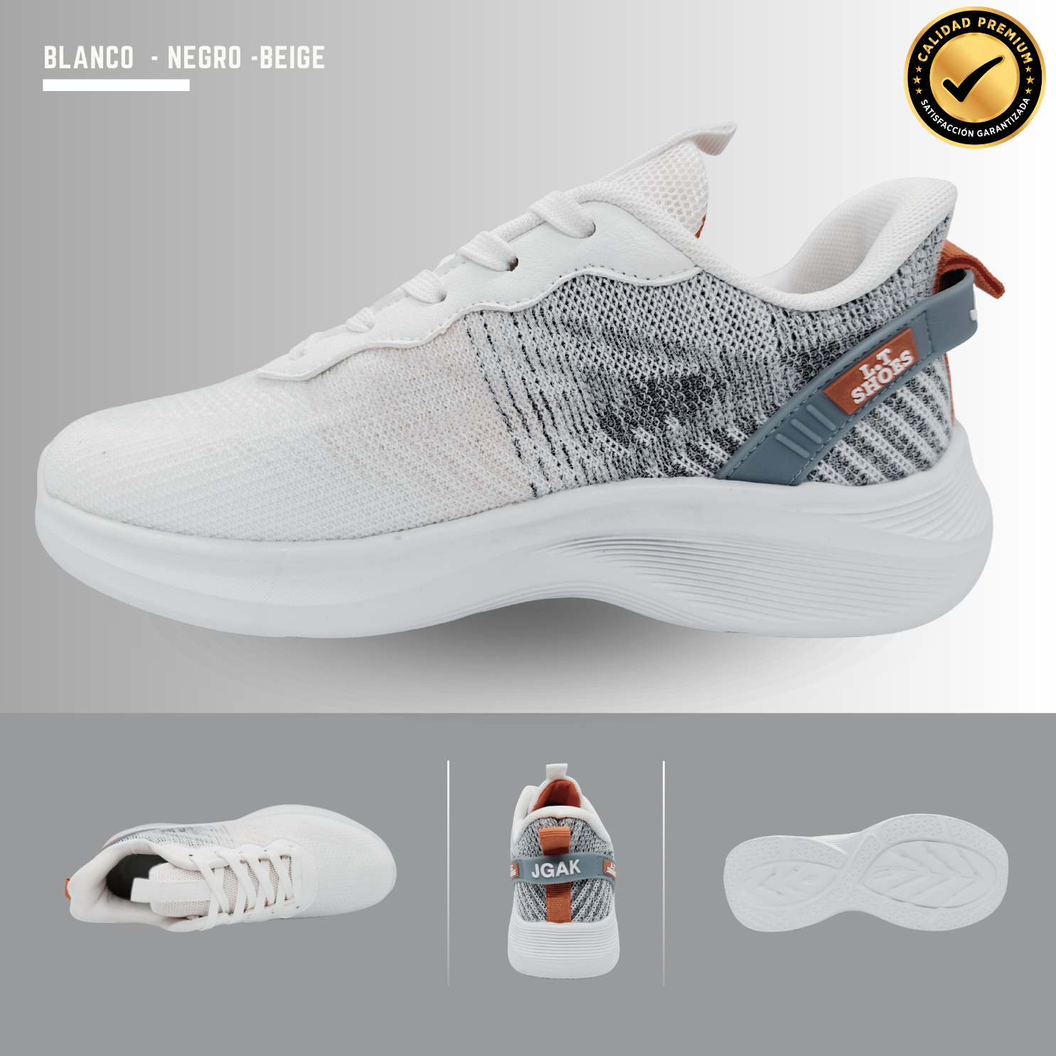 Tenis Para Correr, Deportivos, Running, Senderismo, Casuales Para Hombre (Blanco)