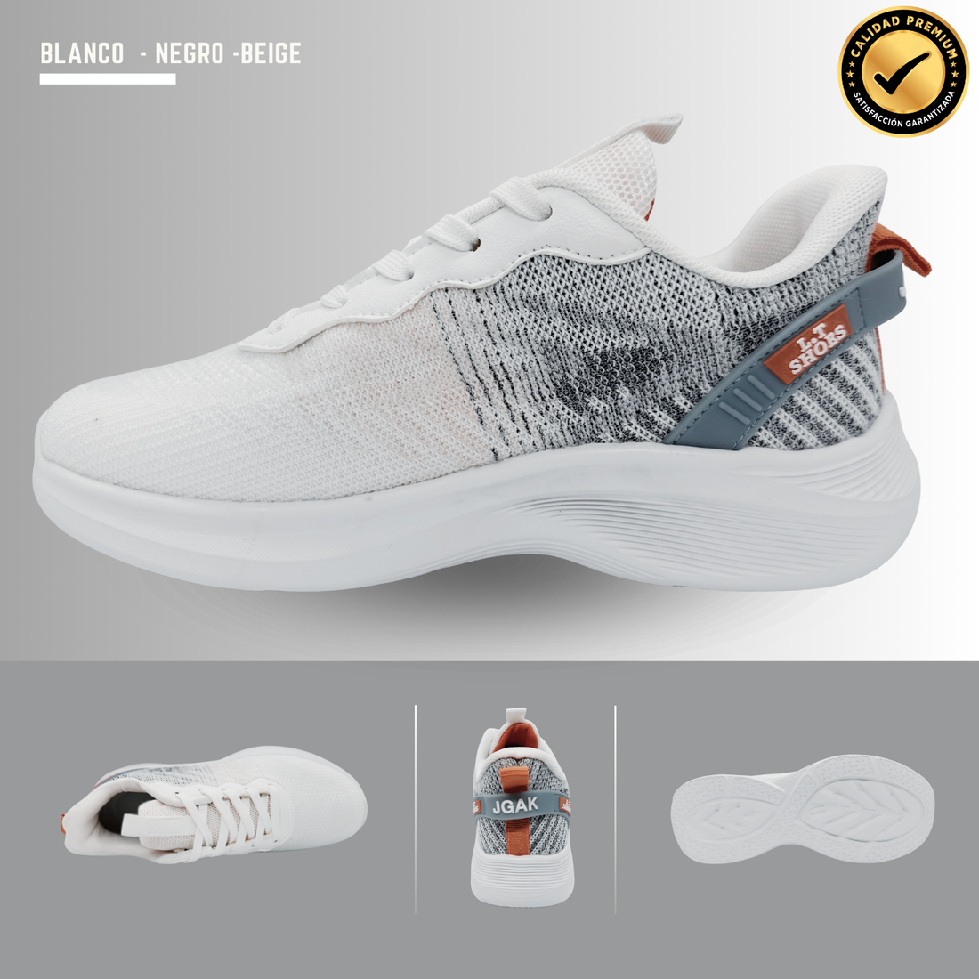 Tenis Para Correr, Deportivos, Running, Senderismo, Casuales Para Hombre (Blanco)