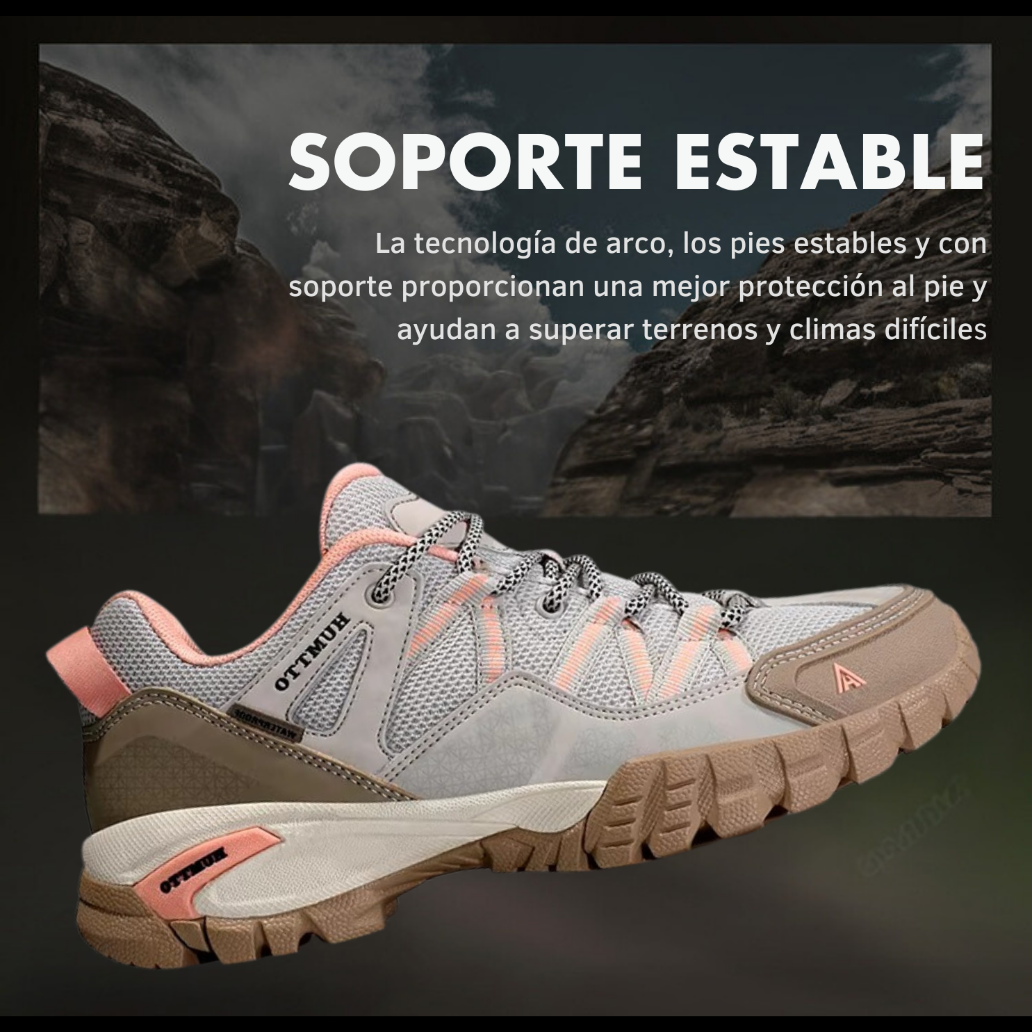 Humtto Tenis Senderismo Para Mujer Montaña Camping Transpirable Tenis Para Trail Botas Senderismo (Kaki Rosa)