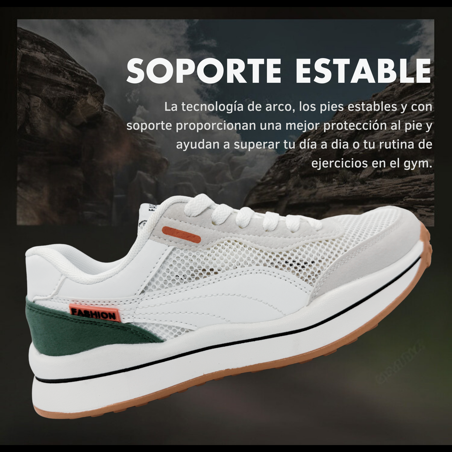 Tenis Gym, Running, Senderismo, Deportivos, Casuales Para Hombre (Blanco-Verde)