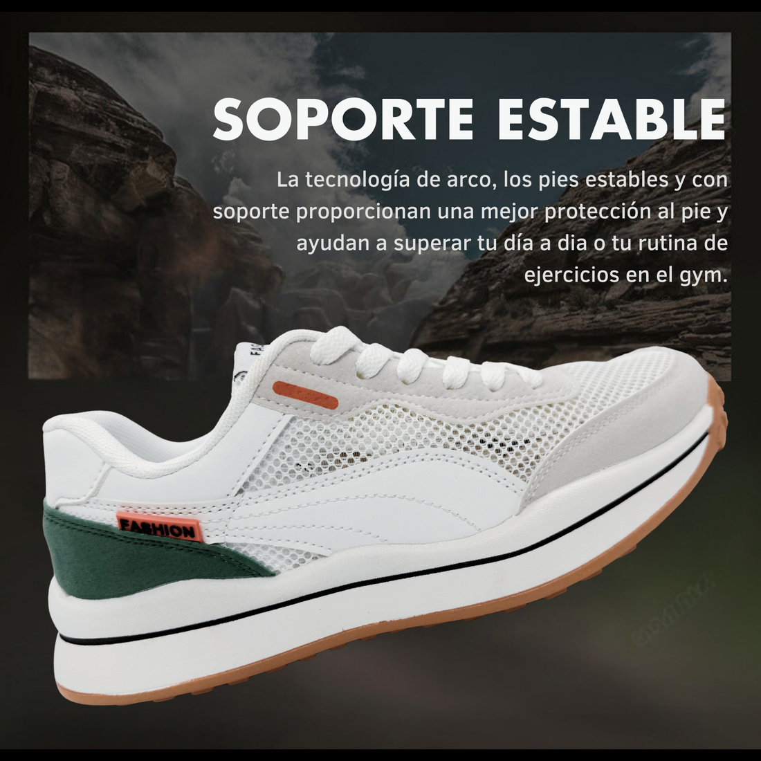 Tenis Gym, Running, Senderismo, Deportivos, Casuales Para Hombre (Blanco-Verde)