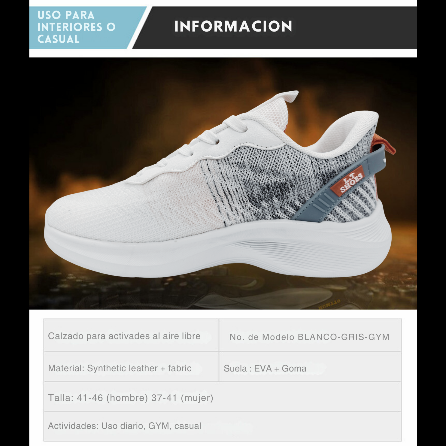 Tenis Para Correr, Deportivos, Running, Senderismo, Casuales Para Hombre (Blanco)