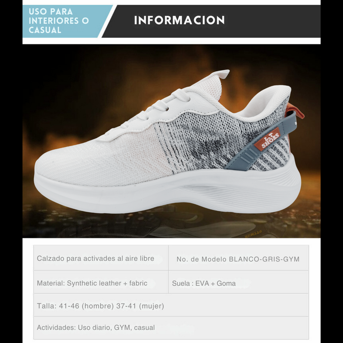 Tenis Para Correr, Deportivos, Running, Senderismo, Casuales Para Hombre (Blanco)