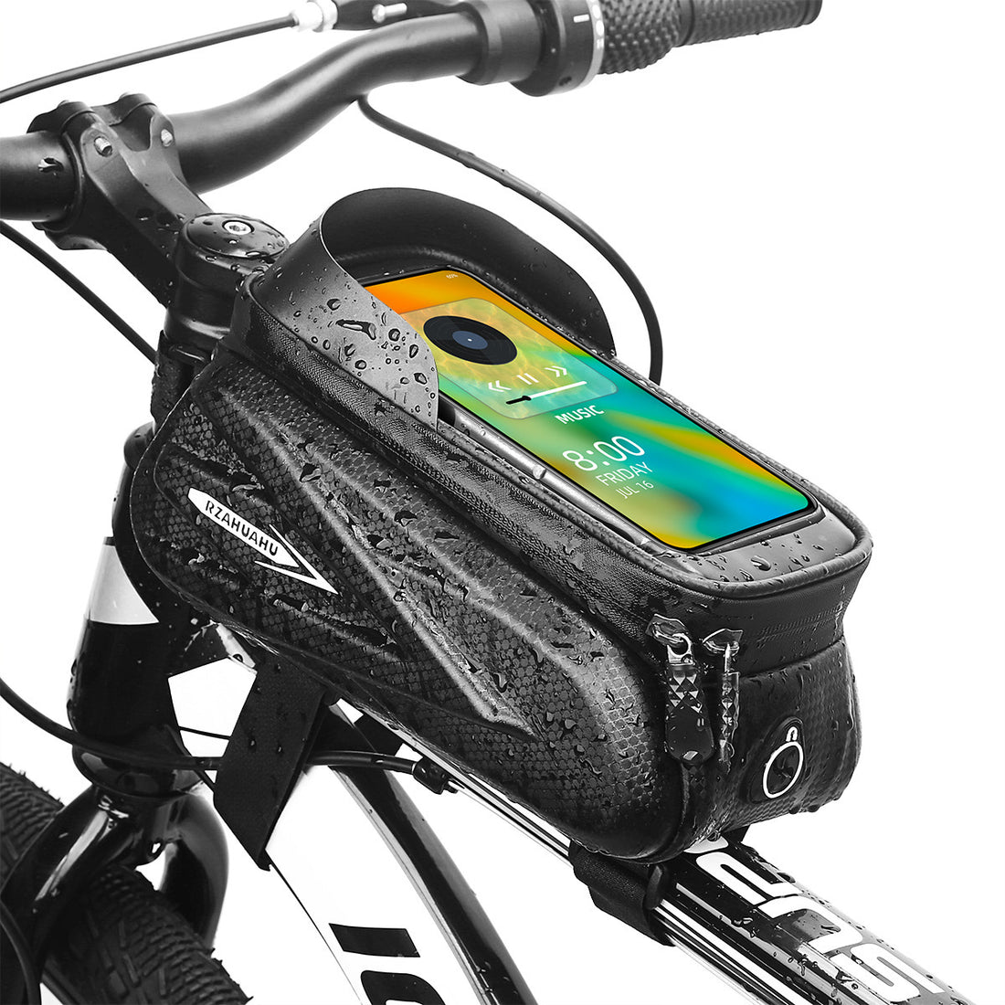 Bolsa de almacenamiento para teléfono en el tubo superior de la bicicleta