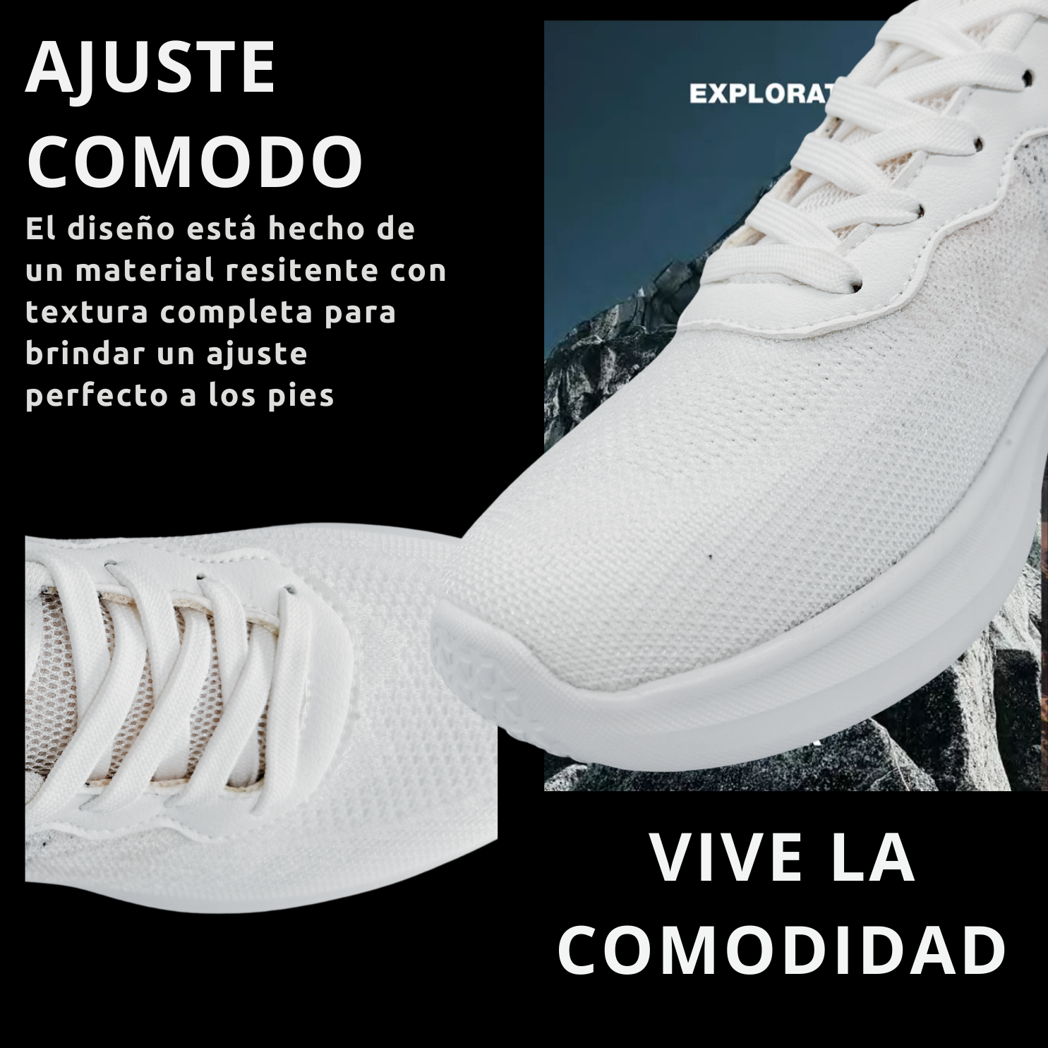 Tenis Para Correr, Deportivos, Running, Senderismo, Casuales Para Hombre (Blanco)