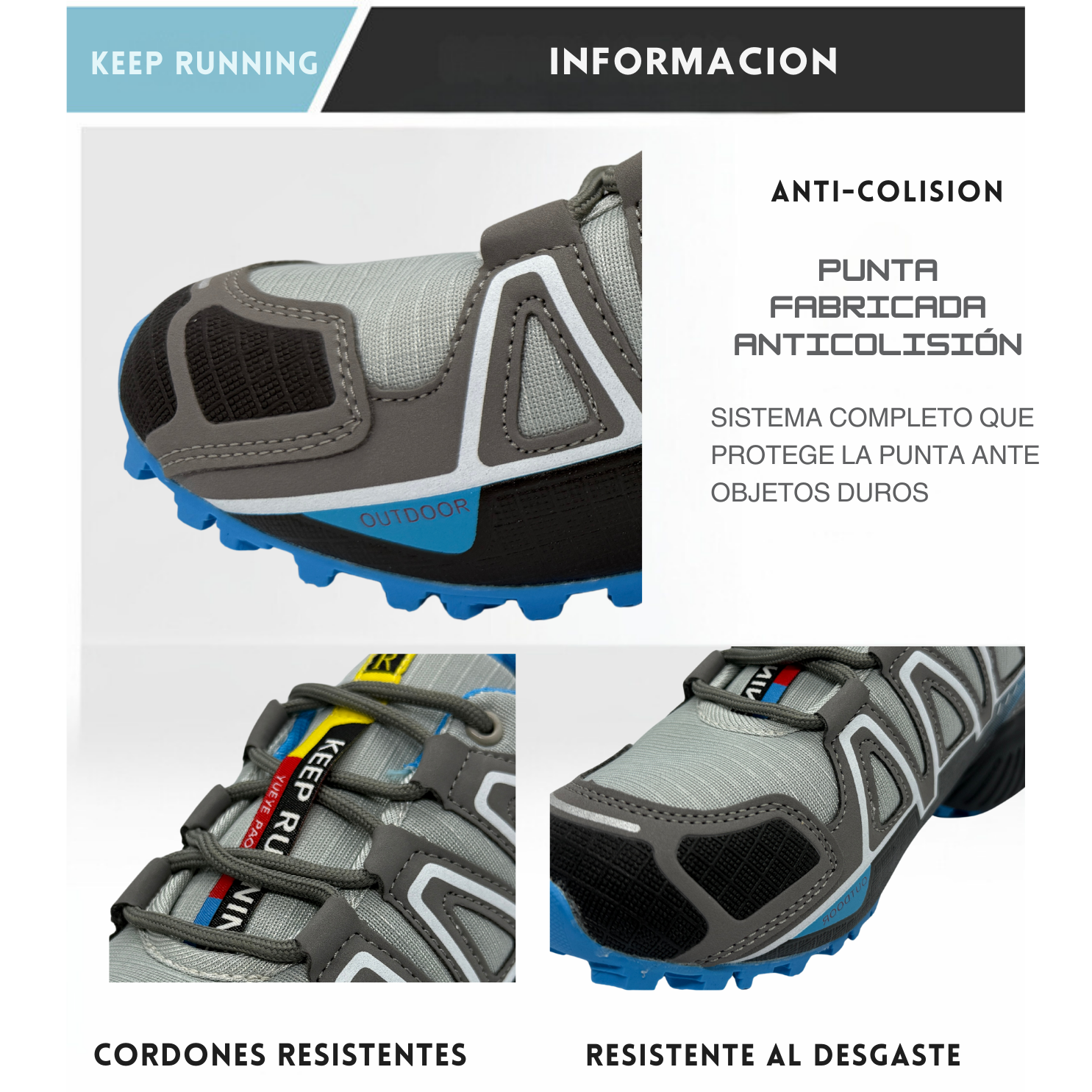 Tenis Trail, Running, Gym, Senderismo, Deportivos Para Mujer (S4) (Gris Azul)