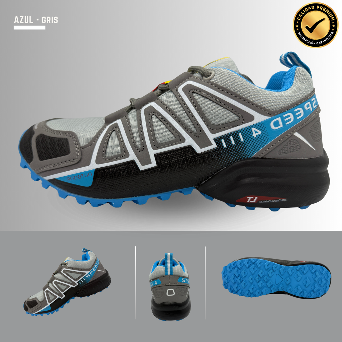 Tenis Trail, Running, Gym, Senderismo, Deportivos Para Mujer (S4) (Gris Azul)