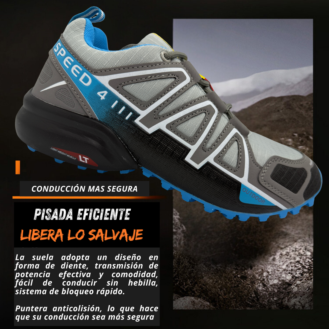 Tenis Trail, Running, Gym, Senderismo, Deportivos Para Mujer (S4) (Gris Azul)