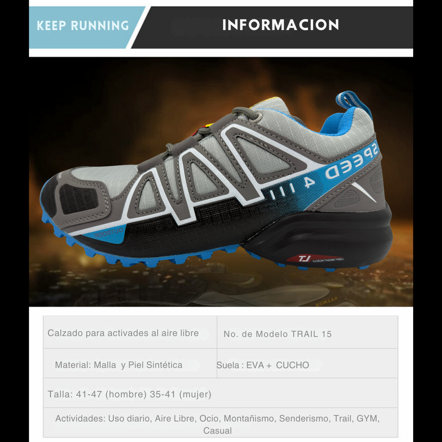 Tenis Trail, Running, Gym, Senderismo, Deportivos Para Mujer (S4) (Gris Azul)