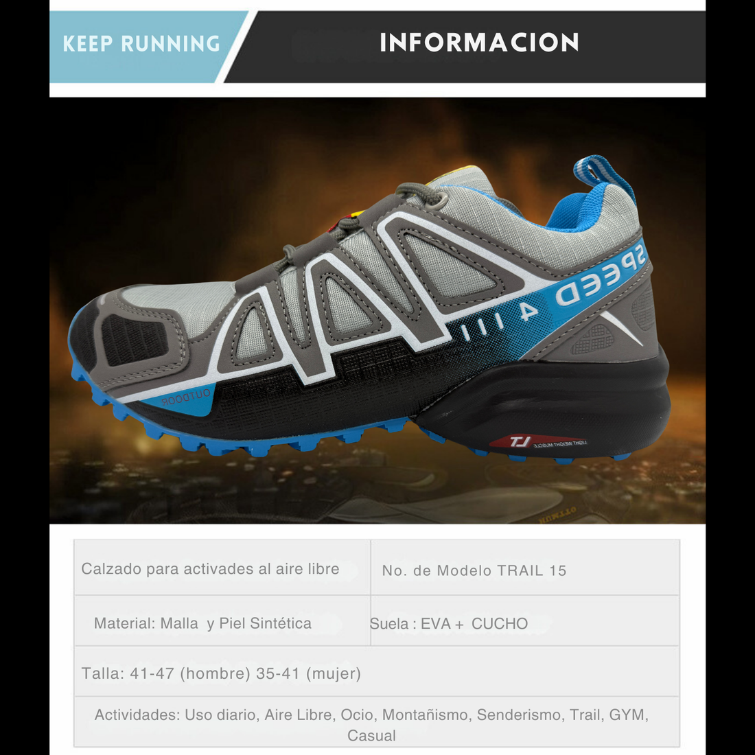 Tenis Trail, Running, Gym, Senderismo, Deportivos Para Mujer (S4) (Gris Azul)