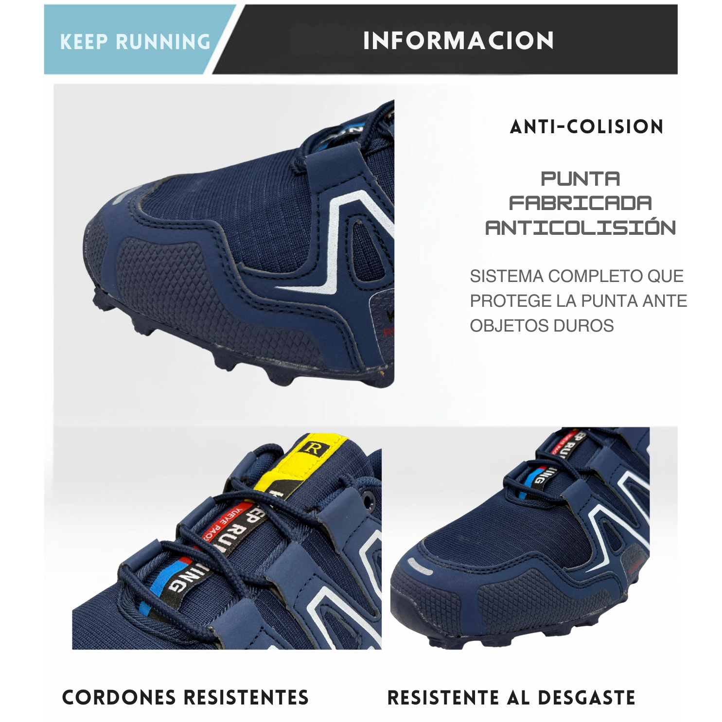 Tenis para Trail Running, Senderismo, Gym Para Hombre (Azul Marino)