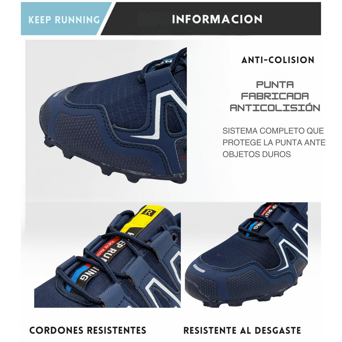 Tenis para Trail Running, Senderismo, Gym Para Hombre (Azul Marino)
