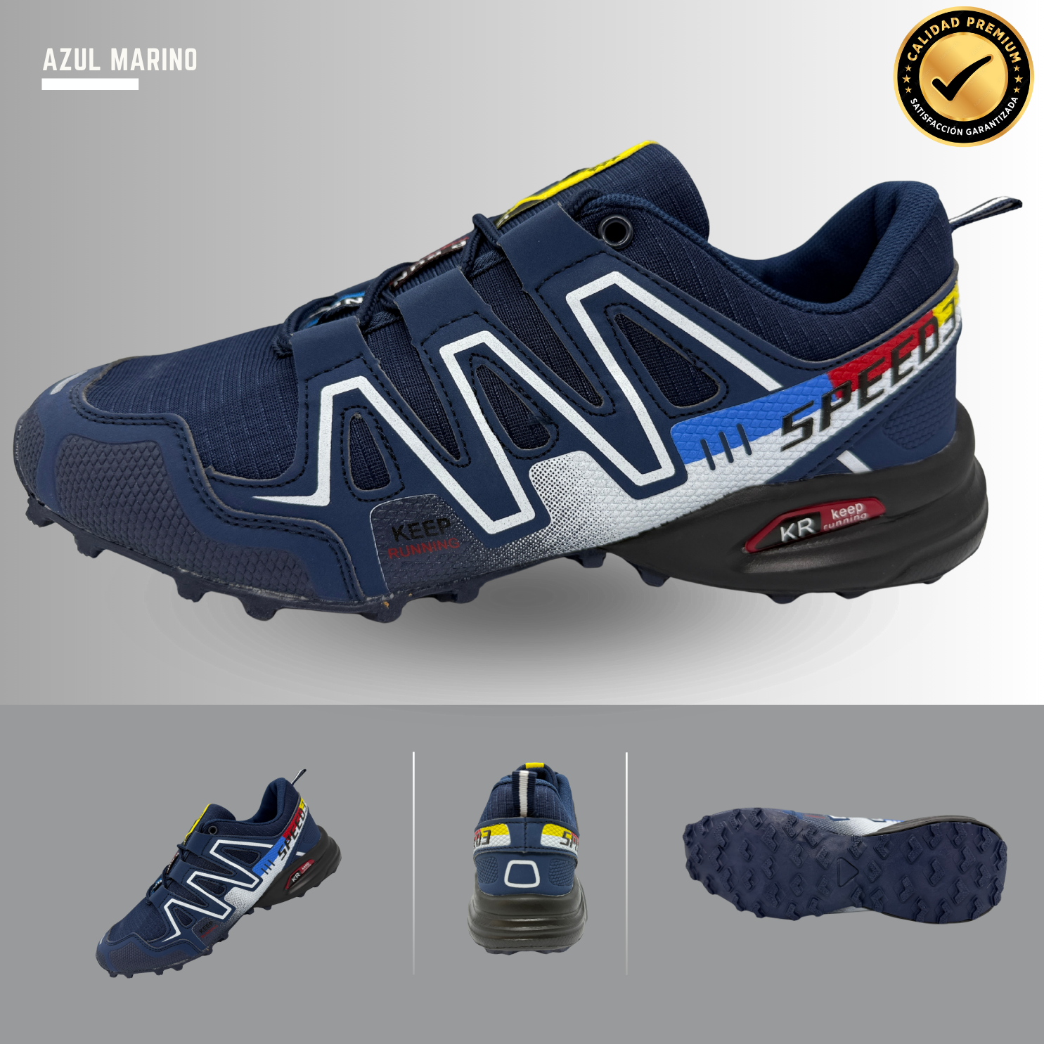 Tenis para Trail Running, Senderismo, Gym Para Hombre (Azul Marino)