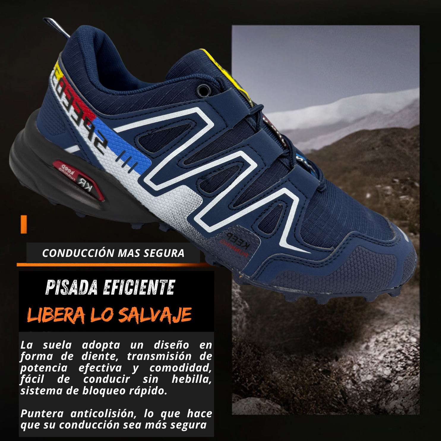 Tenis para Trail Running, Senderismo, Gym Para Hombre (Azul Marino)