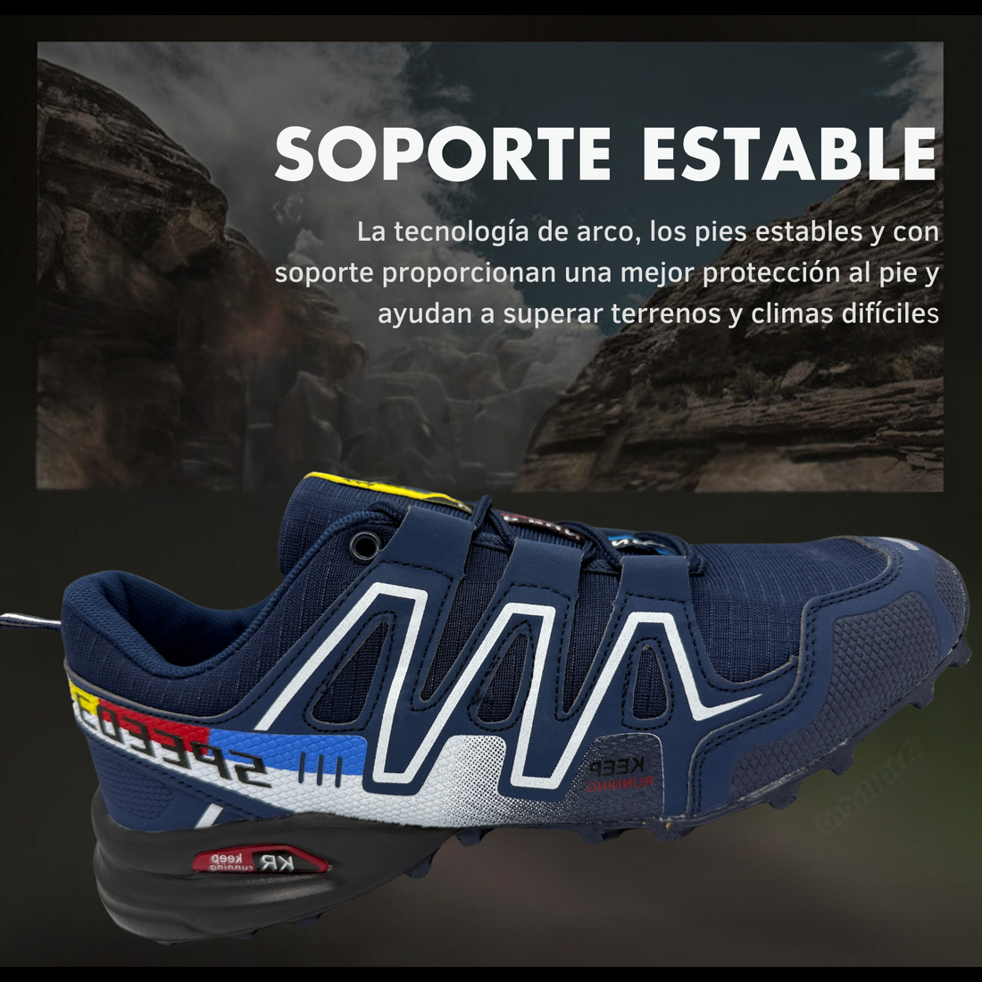 Tenis para Trail Running, Senderismo, Gym Para Hombre (Azul Marino)