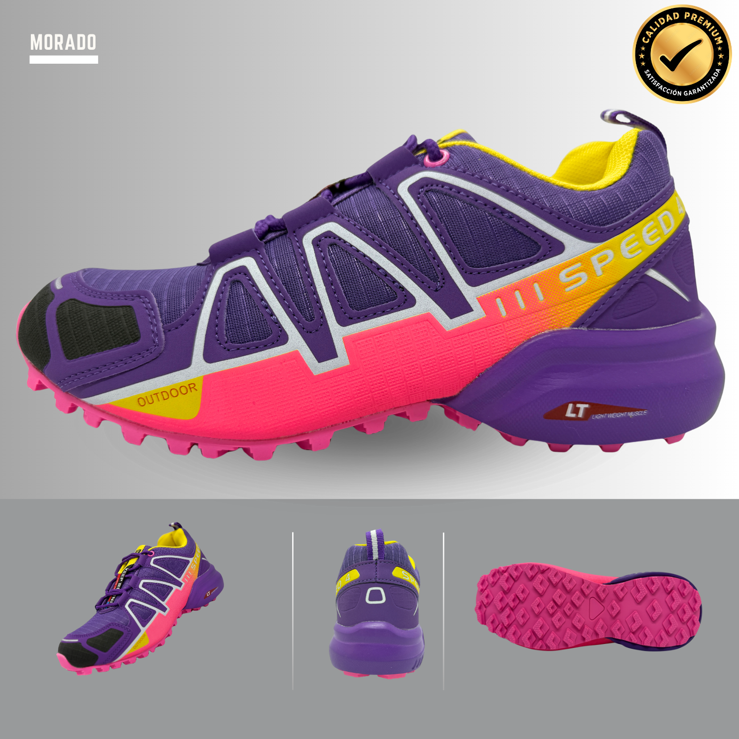 Tenis Trail, Running, Gym, Senderismo, Deportivos Para Mujer (S4) (Morado Rosa)