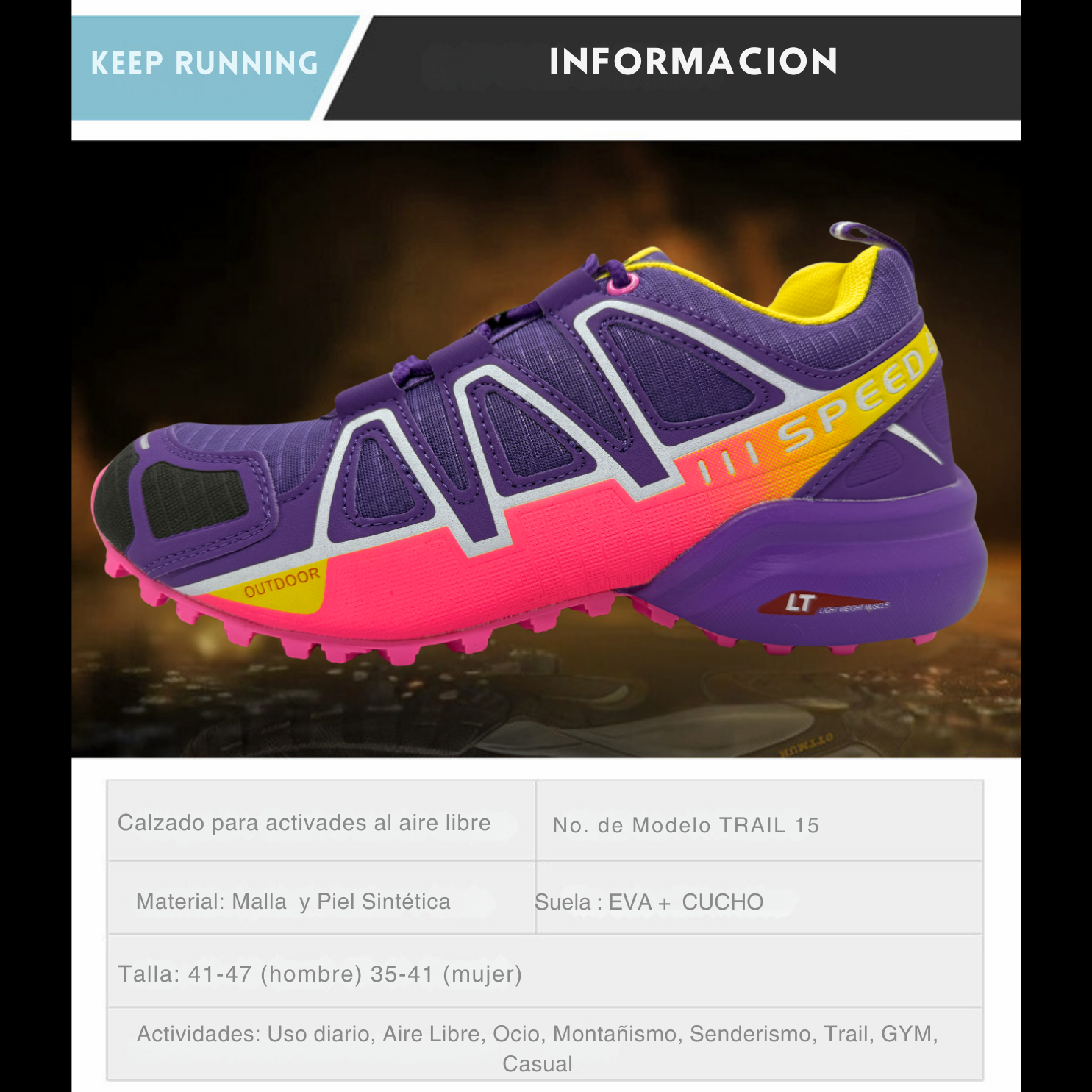 Tenis Trail, Running, Gym, Senderismo, Deportivos Para Mujer (S4) (Morado Rosa)
