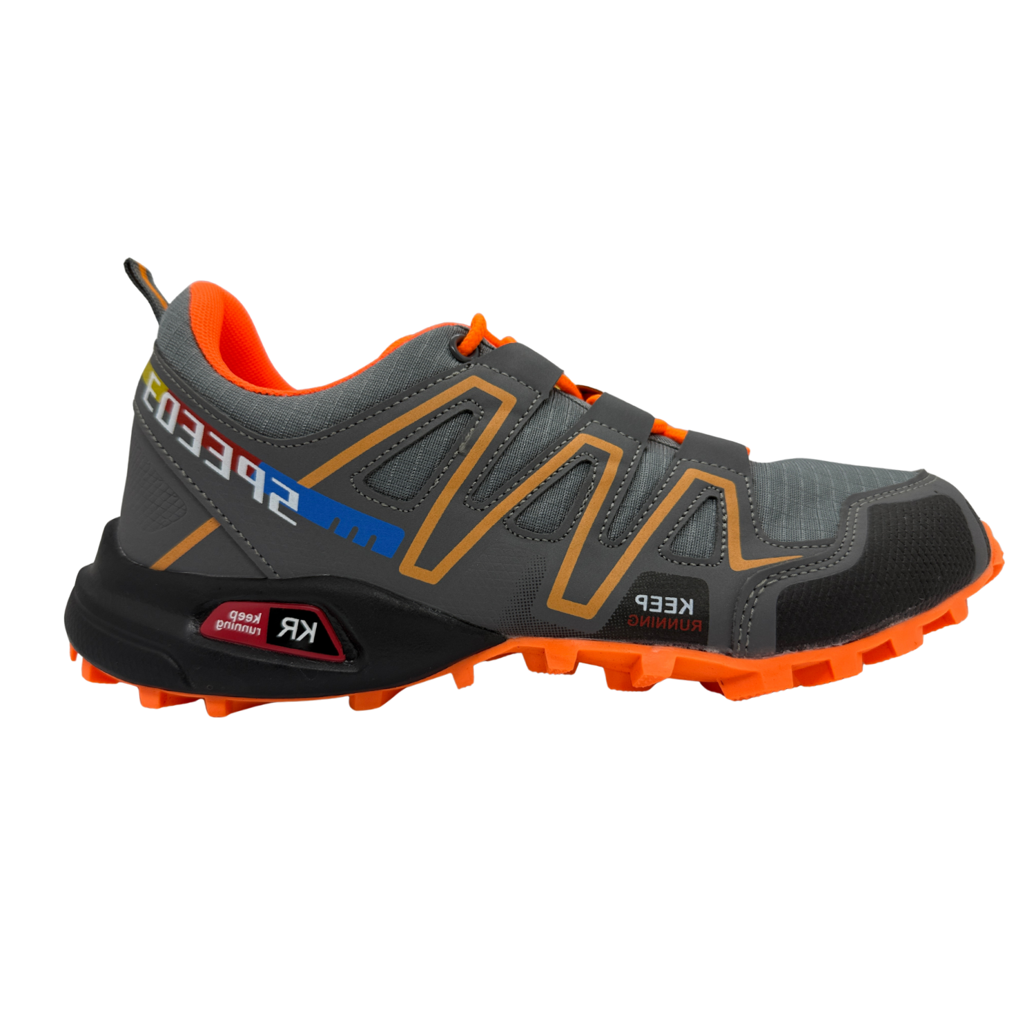 Tenis para Trail Running, Senderismo, Gym Para Hombre (Gris Naranja)