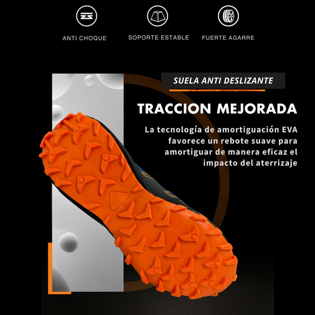 Tenis para Trail Running, Senderismo, Gym Para Hombre (Gris Naranja)