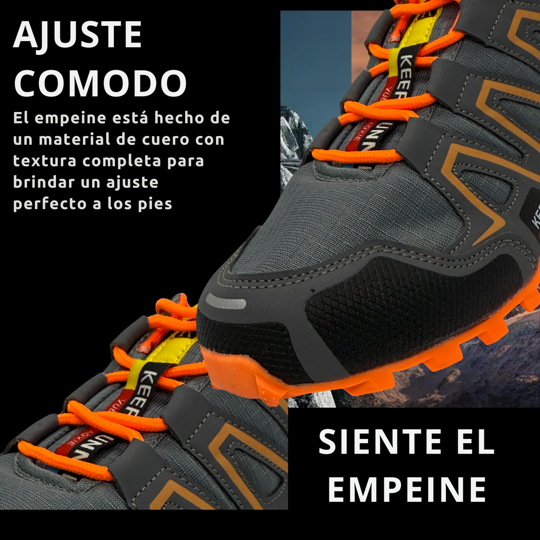 Tenis para Trail Running, Senderismo, Gym Para Hombre (Gris Naranja)