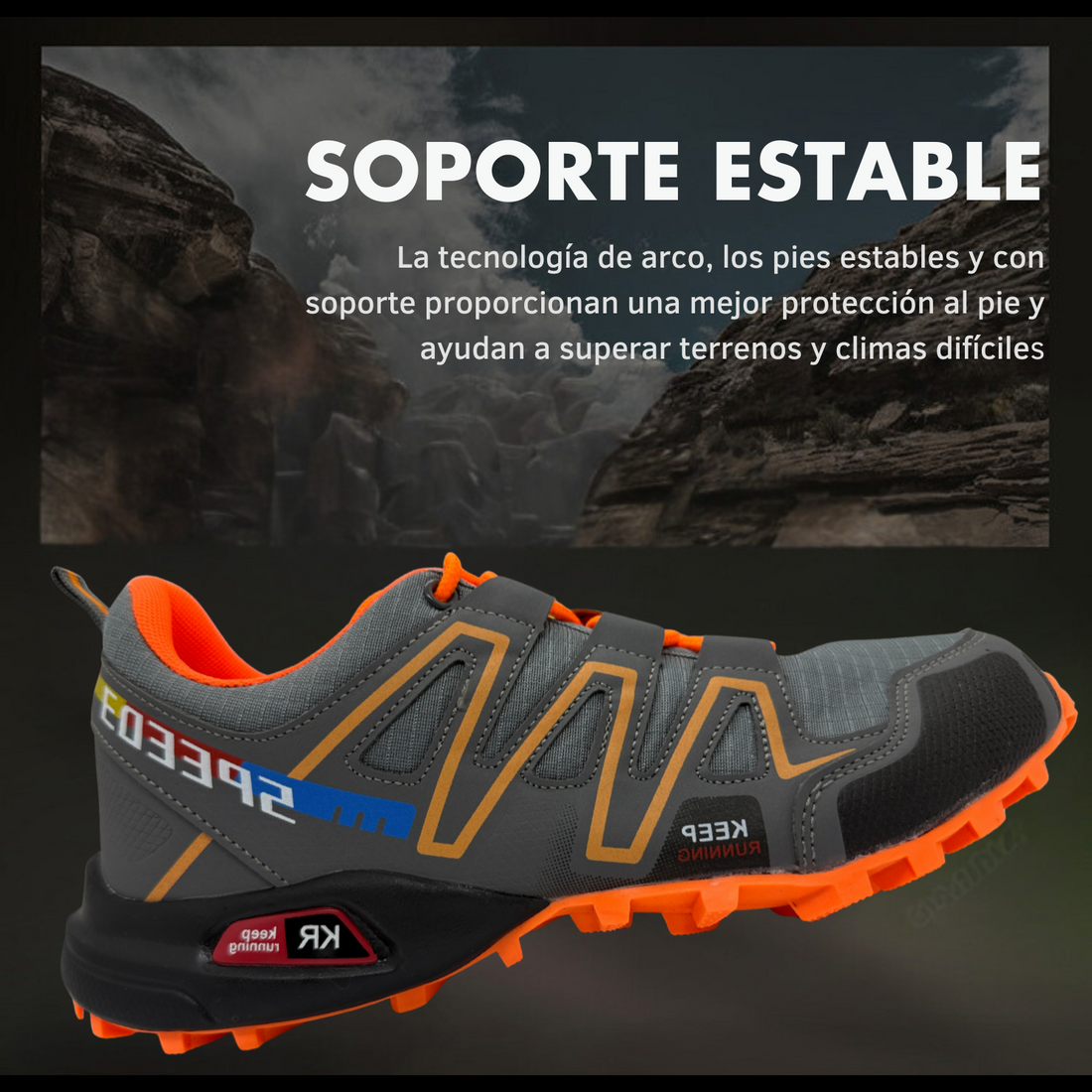 Tenis para Trail Running, Senderismo, Gym Para Hombre (Gris Naranja)