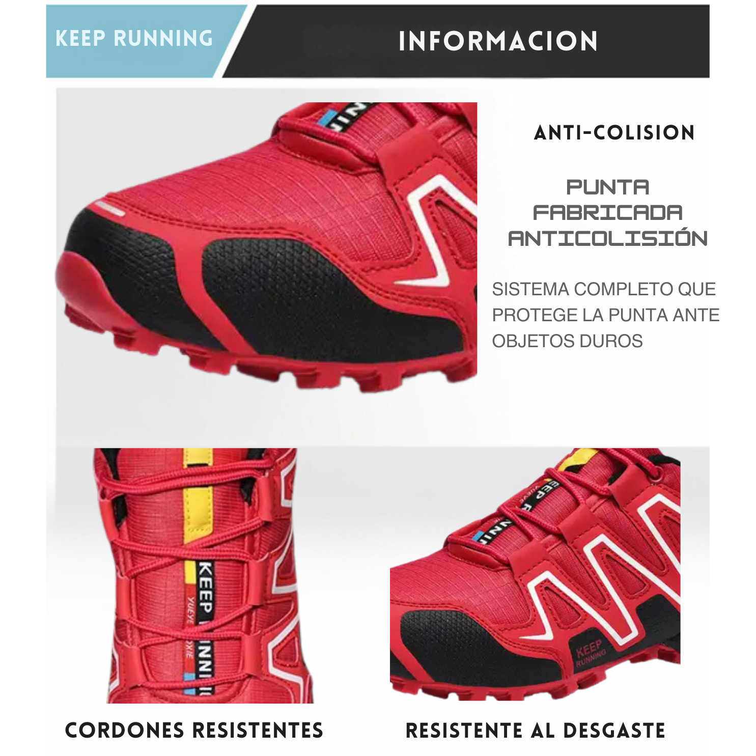 Tenis para Trail Running, Senderismo, Gym Para Hombre (Rojo)