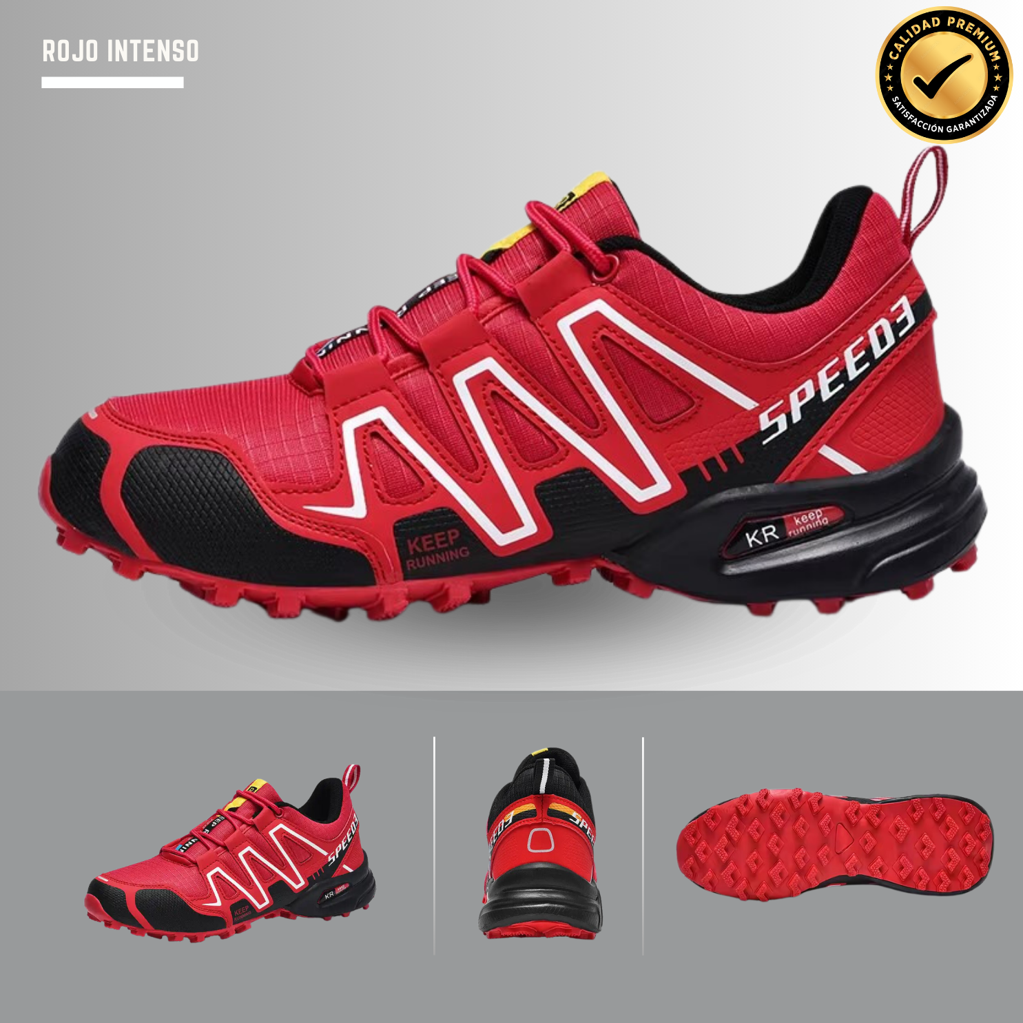 Tenis para Trail Running, Senderismo, Gym Para Hombre (Rojo)